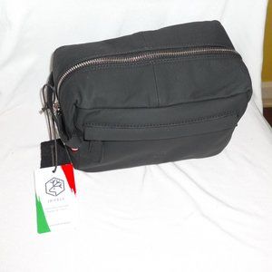 Leather Dopp Bag Italy Black Valentina nwt